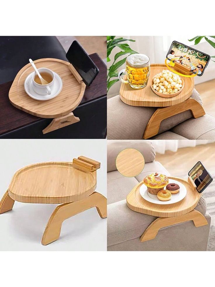 Table ronde en bois pour canapé 2