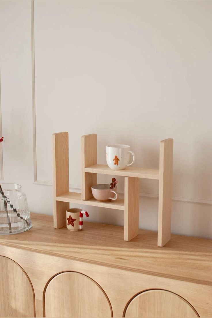 Organisateur en bois pour bureau et salon, facile à installer et à nettoyer